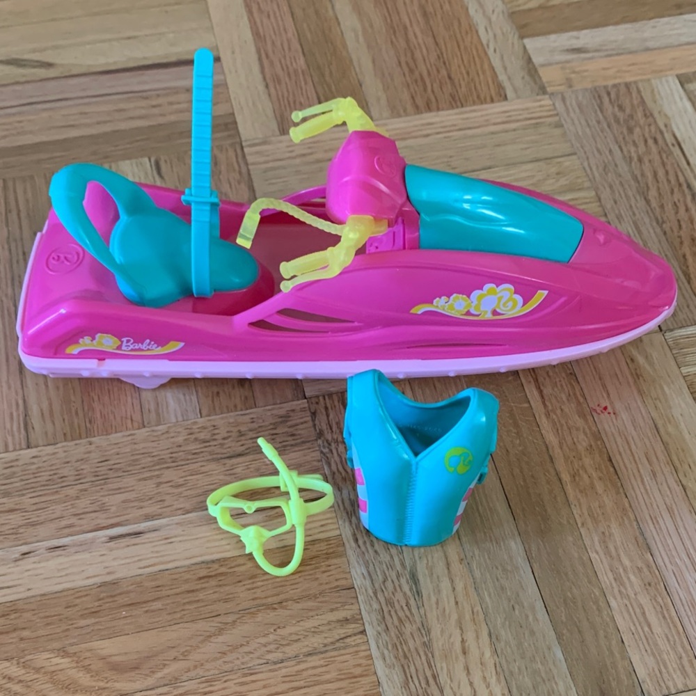 Barbie Jet Ski Toy w/ Life Jacket & Snorkel Accessories - FLOATS IN WATER